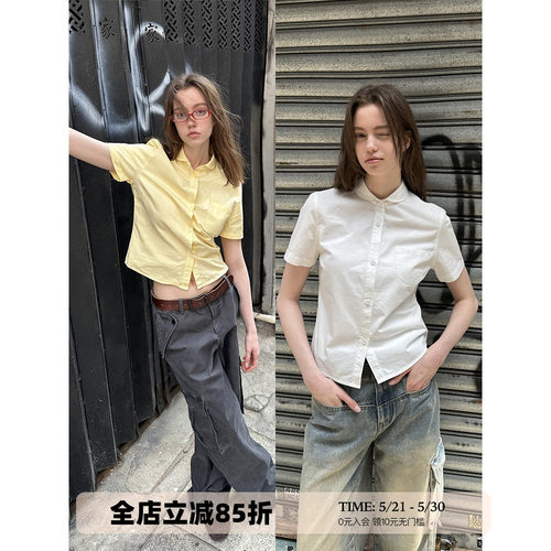 UNRETRO多巴胺穿搭娃娃领衬衫