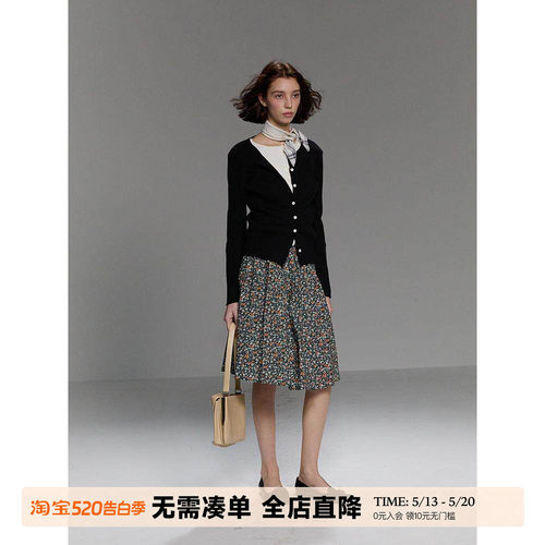 UNRETRO复古高腰碎花半身裙
