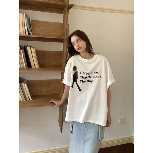 UNRETRO复古印花大版宽松短袖T恤