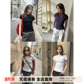 圆领打底衫 UNRETRO T恤女短款 包肩短袖 260G重磅赛罗棉复古修身