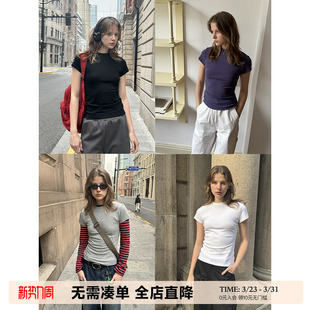 圆领打底衫 UNRETRO T恤女短款 包肩短袖 260G重磅赛罗棉复古修身