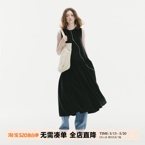 UNRETRO天丝凉感无袖背心连衣裙