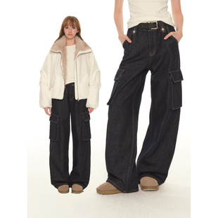 长裤 UNRETRO 2025阔腿复古水洗休闲工装 女秋冬新款 原牛质感牛仔裤