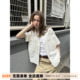 UNRETRO 衬衣 女叠穿工装 双层领设计感复古多口袋小个子短袖 衬衫