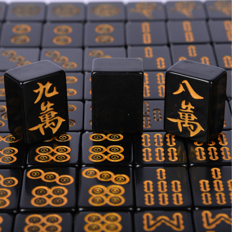 一级家用手打牌40 42MM纯黑 全黑麻将可定制LOGO 黑金 多色