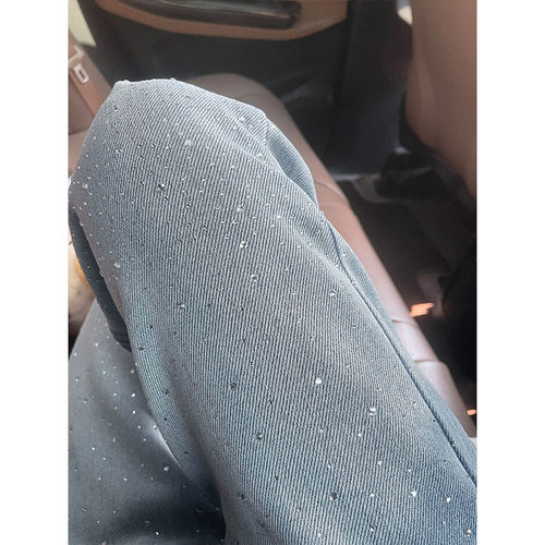 浅色烫钻阔腿牛仔裤女春季新款大码胖mm宽松显瘦梨形身材直筒裤子