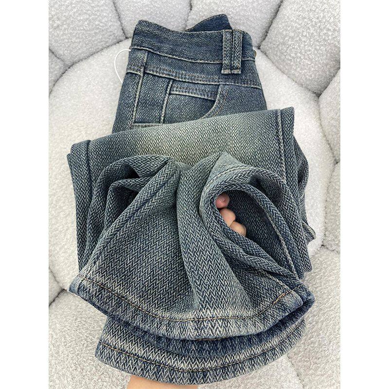 星空纹麦穗牛仔裤女春秋款胖妹妹mm梨形身材高腰遮胯显瘦阔腿长裤,女装/女士精品,牛仔裤,淘宝优惠券,粉丝福利购,淘宝优惠卷