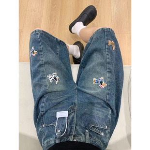 胖mm高腰显瘦直筒阔腿五分中裤 大码 女夏季 蓝色牛仔短裤 子 复古美式