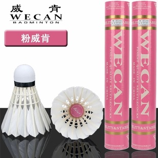 正品 粉威肯羽毛球WECAN稳定耐打王俱乐部用球比赛用球训练12只装