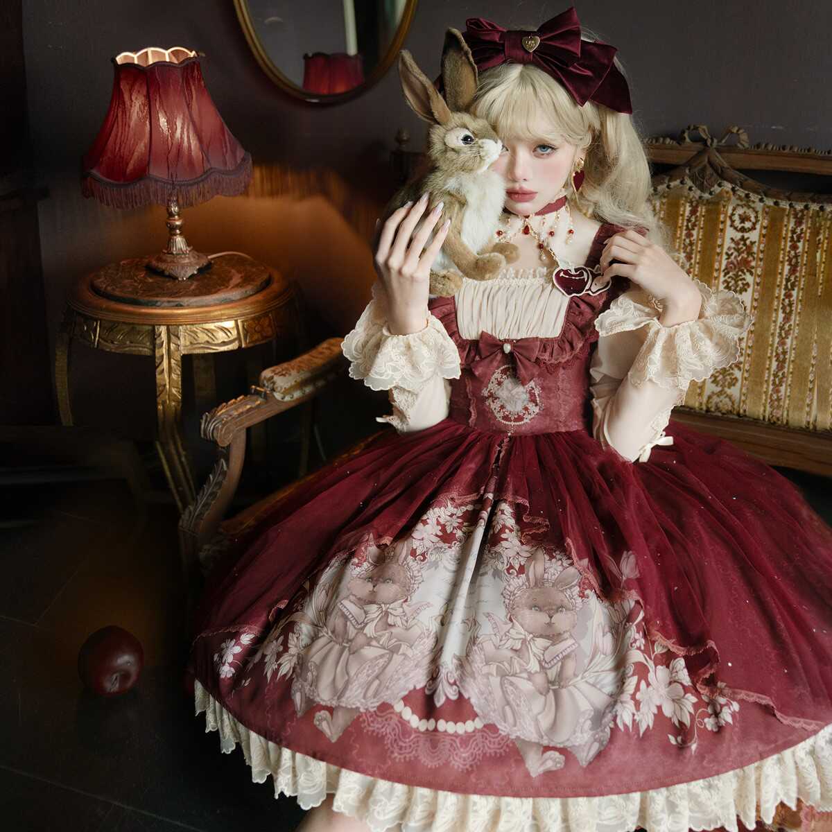 镜中兔复古原创设计Lolita洋装