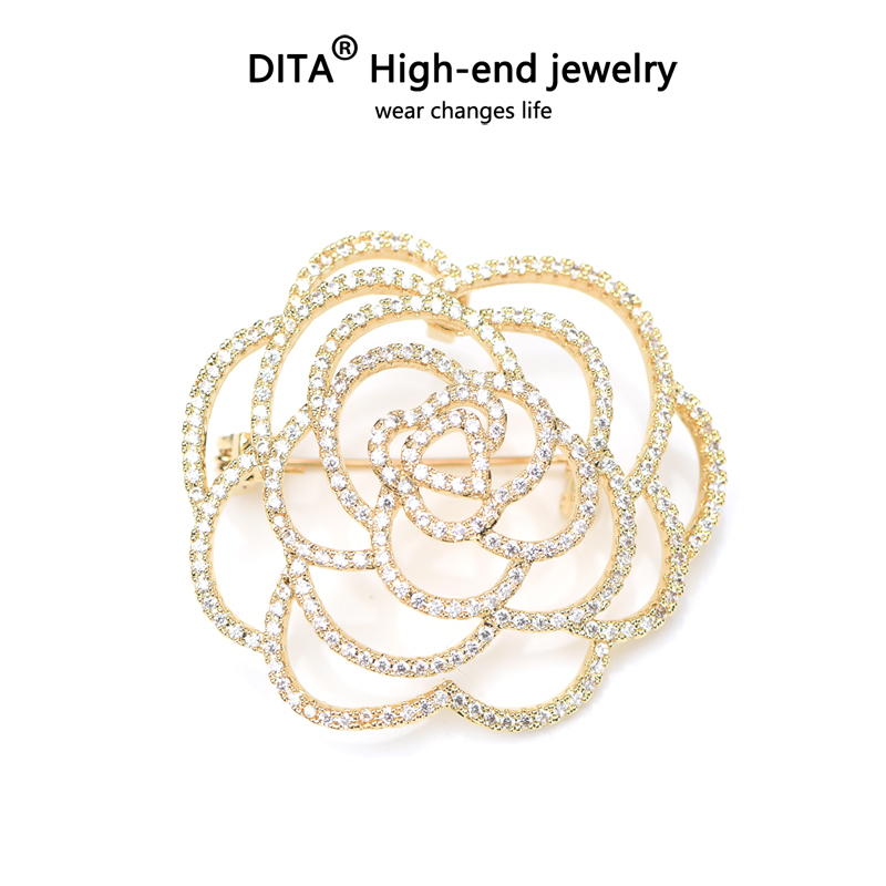 高档ins潮风别针百搭配饰山茶花