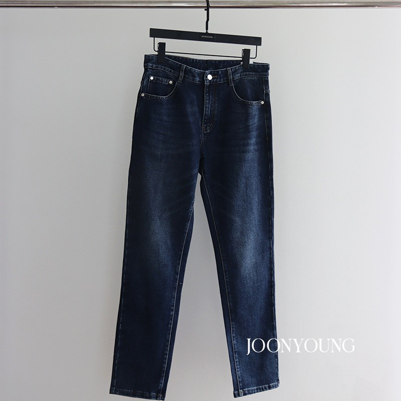 JOONYOUNG 想焊在腿上 巨软巨舒服 秋冬四面弹 复古蓝 直筒牛仔裤
