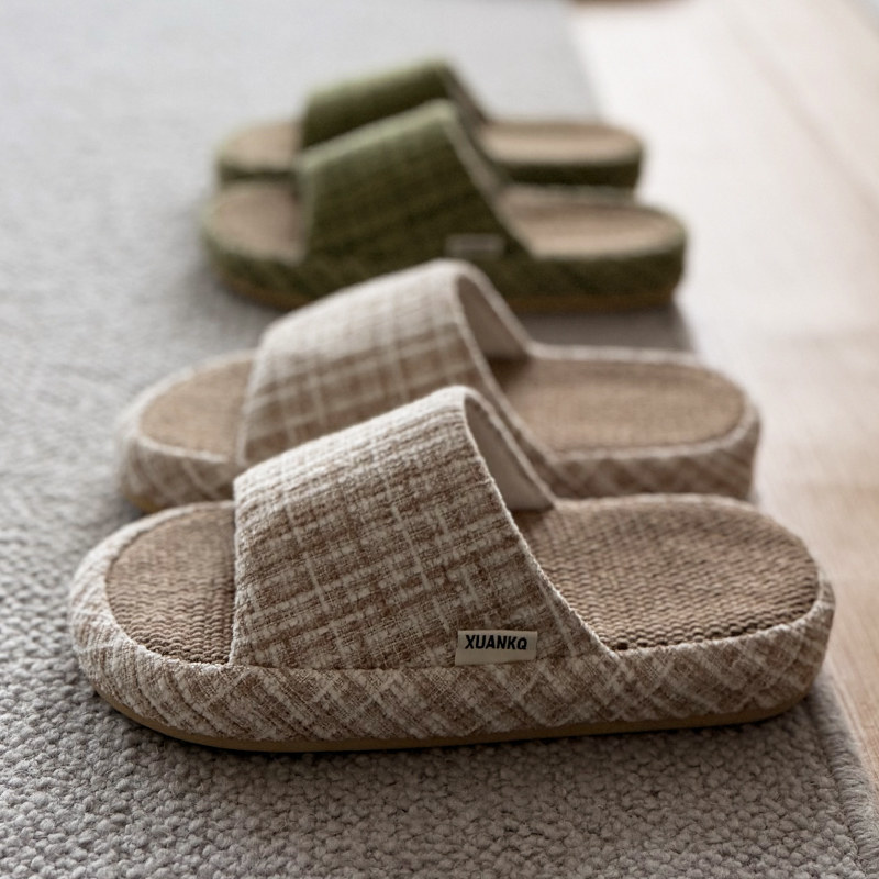四季亚麻拖鞋男女透气吸汗室内家居夏季木地板静音不臭脚防滑棉麻