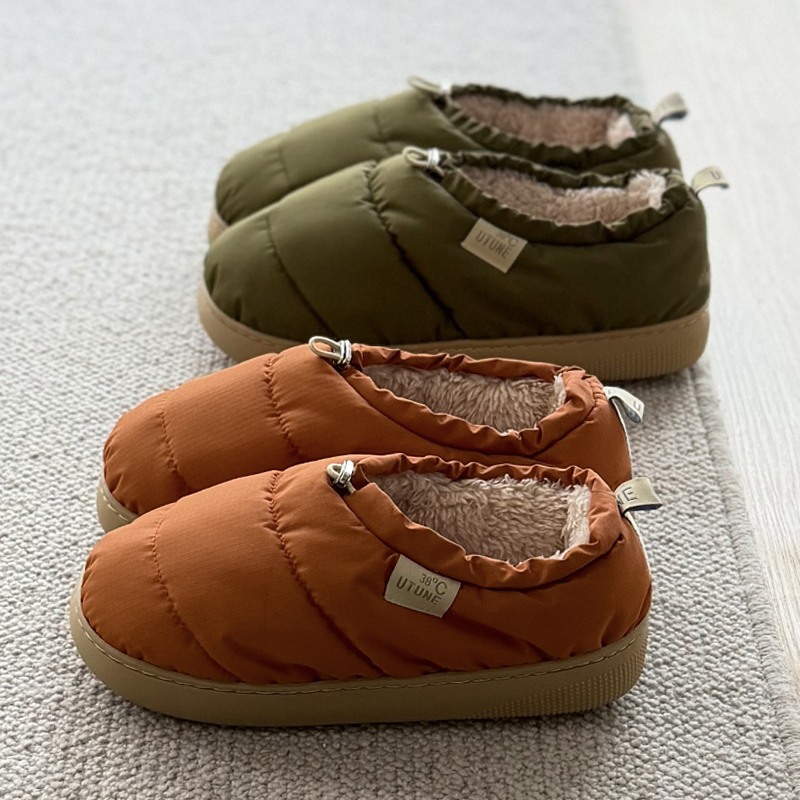 保暖包跟面包鞋羽绒布棉拖鞋女家居用冬季2025新款毛绒男外穿防滑