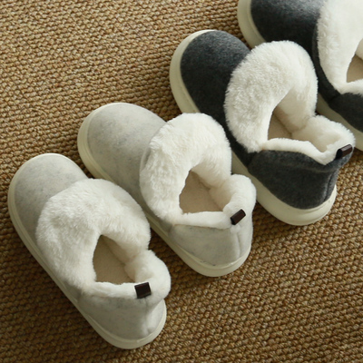 冬季包跟保暖棉鞋女室内家居厚底毛绒男士家用防滑雪地靴东北零下