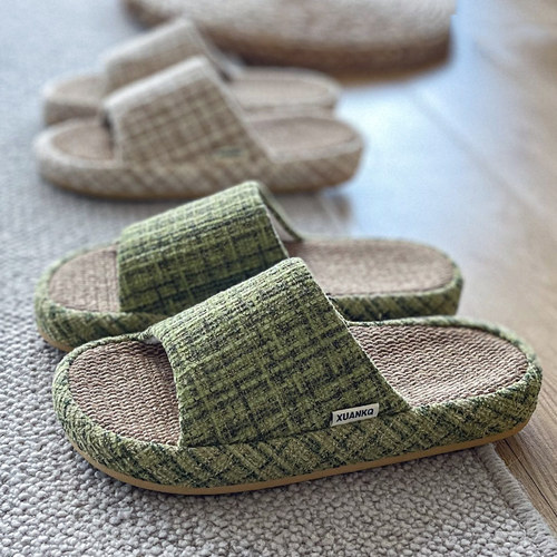 亚麻拖鞋四季通用静音