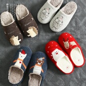 清仓秋冬季 室内软底木地板静音无声防滑布底儿童毛绒女棉拖鞋 家居