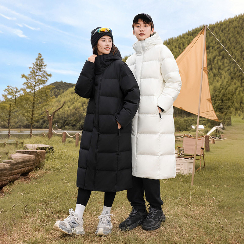 迪家冬季跨境直播爆款羽绒服男长款情侣白鸭绒保暖百搭外套可二开