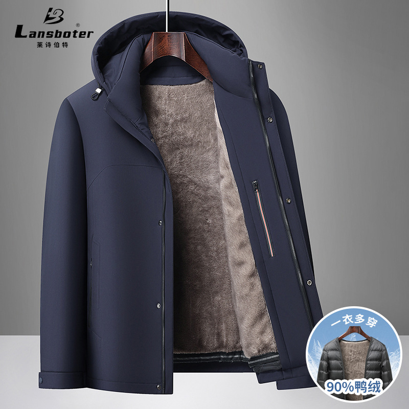 加绒内胆可拆卸羽绒服男短款加厚保暖新款休闲冬季中年男士外套潮