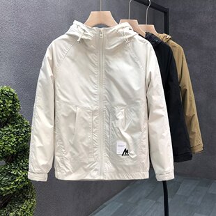 青少年it百搭男士冲锋衣春季日常标准款暗褶拉链潮牌休闲简约外套