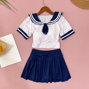ins学院风 2023夏可爱日系保守学生少女裙式 分体泳衣女款 保守新款