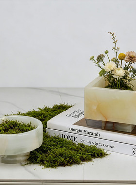 天然大理石苔藓微景观托盘装饰品