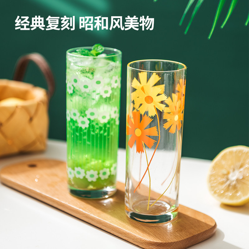 日本进口石塚硝子玻璃杯家用透明细高喝水杯子牛奶杯果汁杯饮料杯