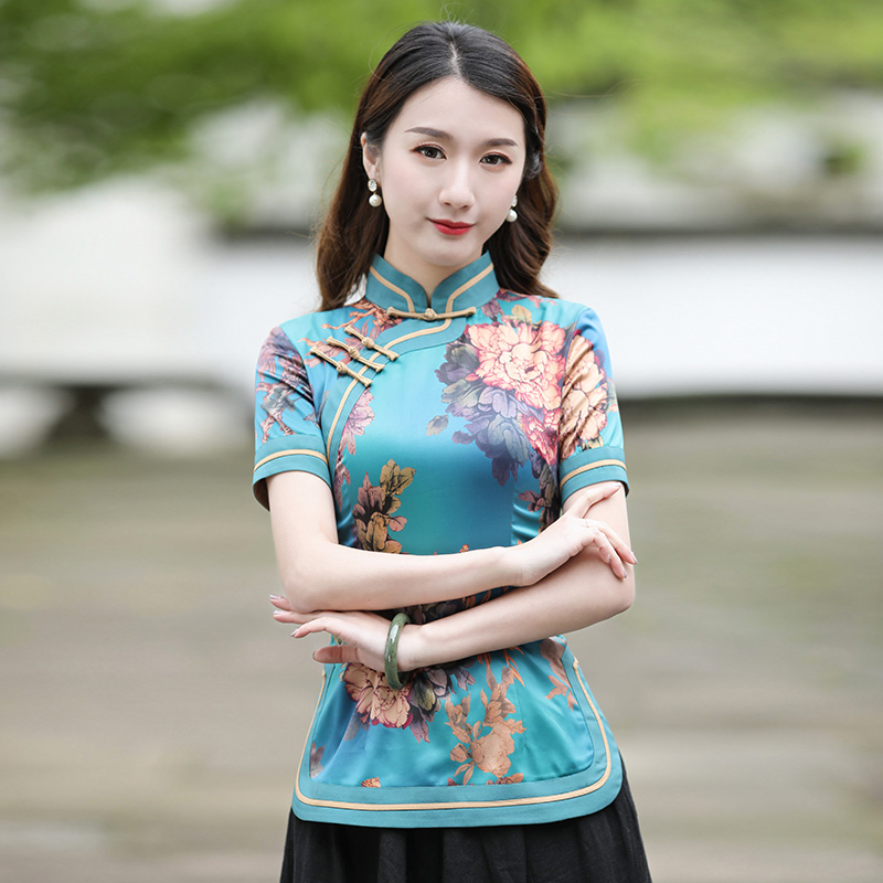如意风旗袍上衣新款气质唐装女夏中式女装茶服中国风年轻款女装