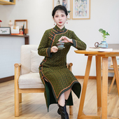 如意风冬季 新款 加厚高级收腰显瘦中国风气质改良奥黛旗袍女25R992