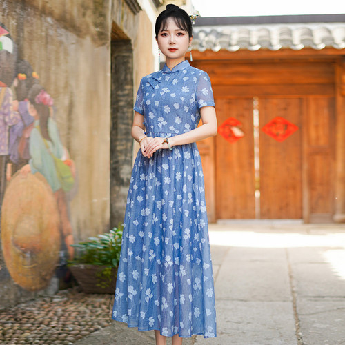 如意风夏季新款小个子巨好看连衣裙女复古时尚新中式连衣裙25R625