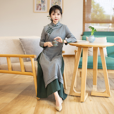 如意风越南旗袍裙改良奥黛连衣裙女复古时尚新中式气质长裙23J182