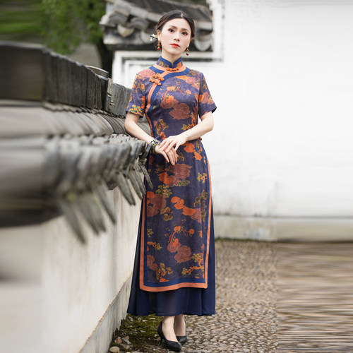 中国日常连衣裙如意风复古旗袍