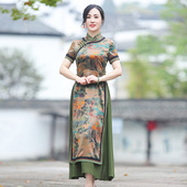 时尚 日常修身 气质盘扣裙子 新款 如意风奥黛旗袍中国风连衣裙夏季