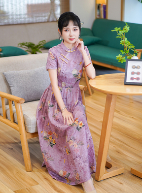 如意风改良旗袍夏季新款连衣裙修身显瘦复古时尚新中式裙子24J273