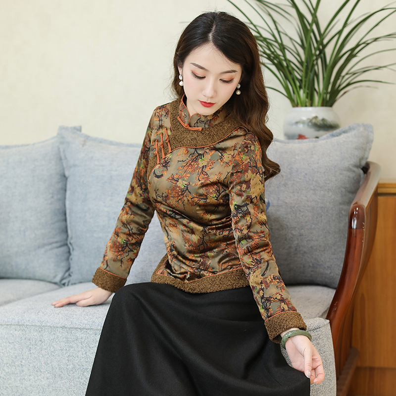 改良唐装棉服女款冬季中国风中式棉袄夹棉加厚盘扣上衣旗袍外套冬