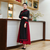 24R708 显瘦改良旗袍女连衣裙气质素雅长裙居士服 如意风冬季 新款
