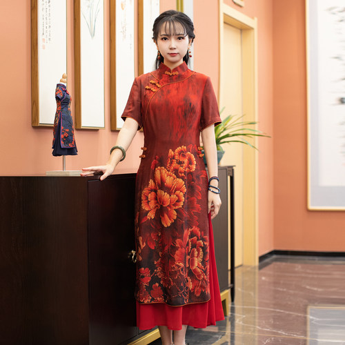 中长款旗袍裙如意风改良