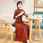 如意风奥黛新中式 改良旗袍女收腰显瘦日常中国风高端连衣裙23R159