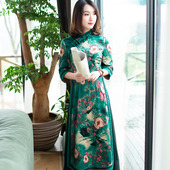 奥黛旗袍中国风复古女装 连衣裙春秋 气质旗袍改良版 中式 高端时尚