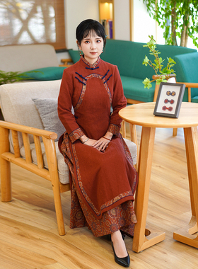 如意风秋季新款改良旗袍连衣裙修身显瘦复古时尚新中式裙子24R649