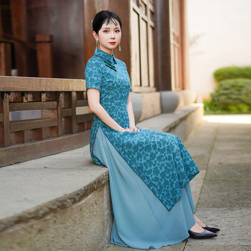 如意风夏季新款中国风显瘦复古民国大小姐风中式送考旗袍女25R581