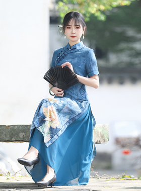 如意风改良旗袍夏季新款连衣裙修身显瘦复古时尚新中式裙子24J016