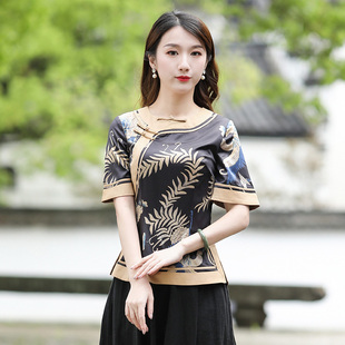 女改良版 唐装 女装 复古茶艺服装 上衣中式 中国风女装 如意风旗袍式