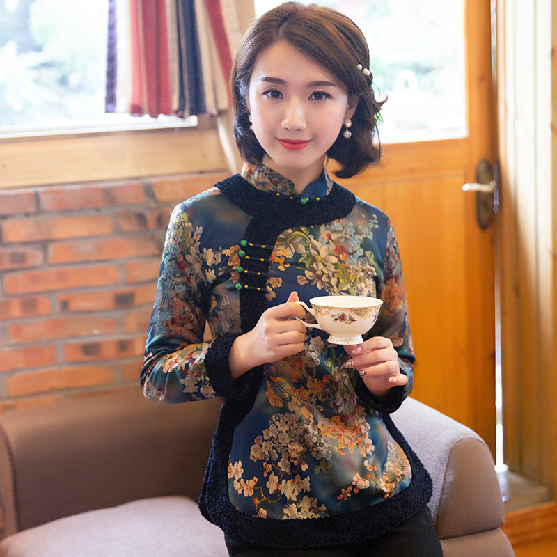 冬装唐装女中国风中式小棉袄旗袍上衣加厚保暖复古时尚民族风女装