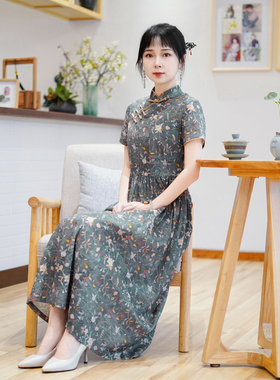 如意风改良旗袍夏季新款连衣裙修身显瘦复古时尚新中式裙子24J005