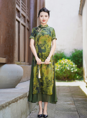 如意风夏季新款中国风改良奥黛连衣裙显瘦气质送考旗袍24F112