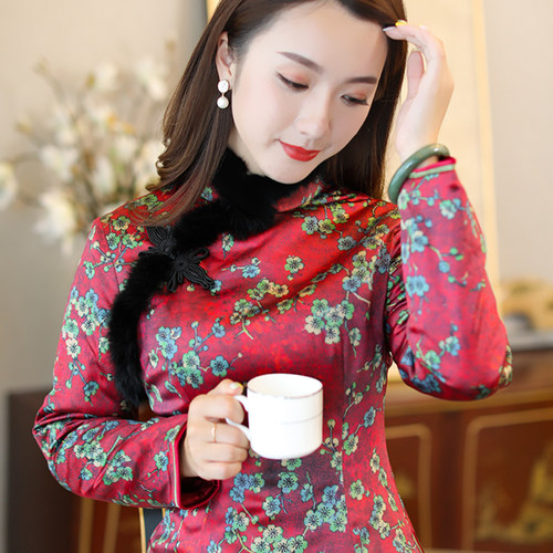 唐装女冬装加厚中国风旗袍小棉袄