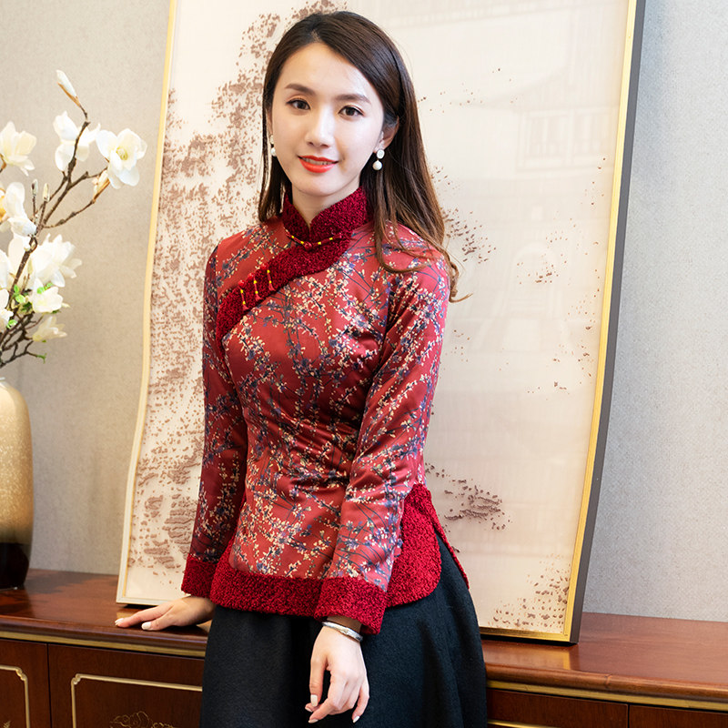 如意风冬装加棉袄旗袍上衣中式唐装加厚保暖复古新年中国风女装