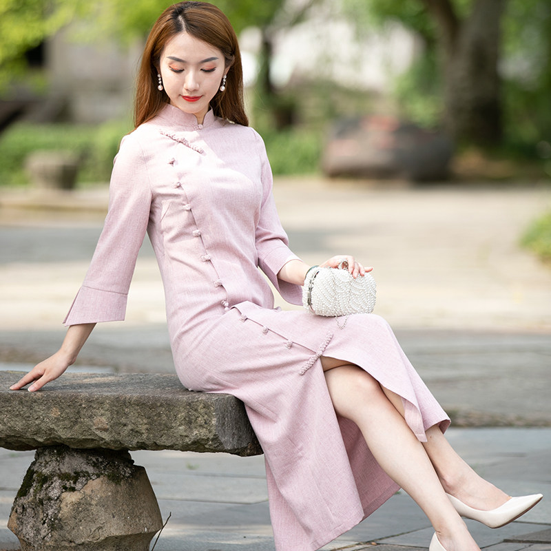 如意风旗袍改良版连衣裙年轻款少女中长款复古三四十岁民国风女装