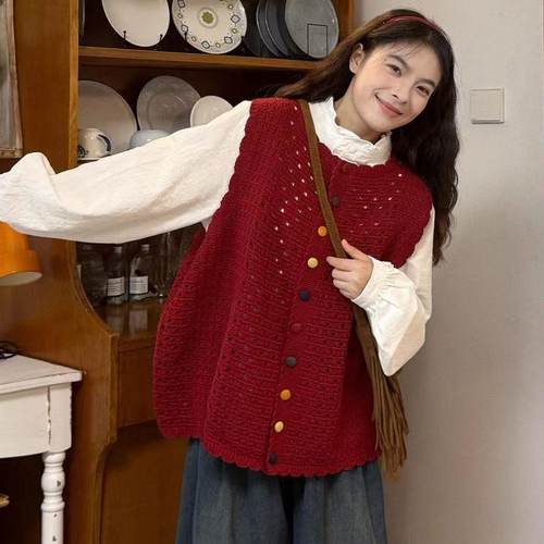 学院风花边立领长袖衬衫马甲套装